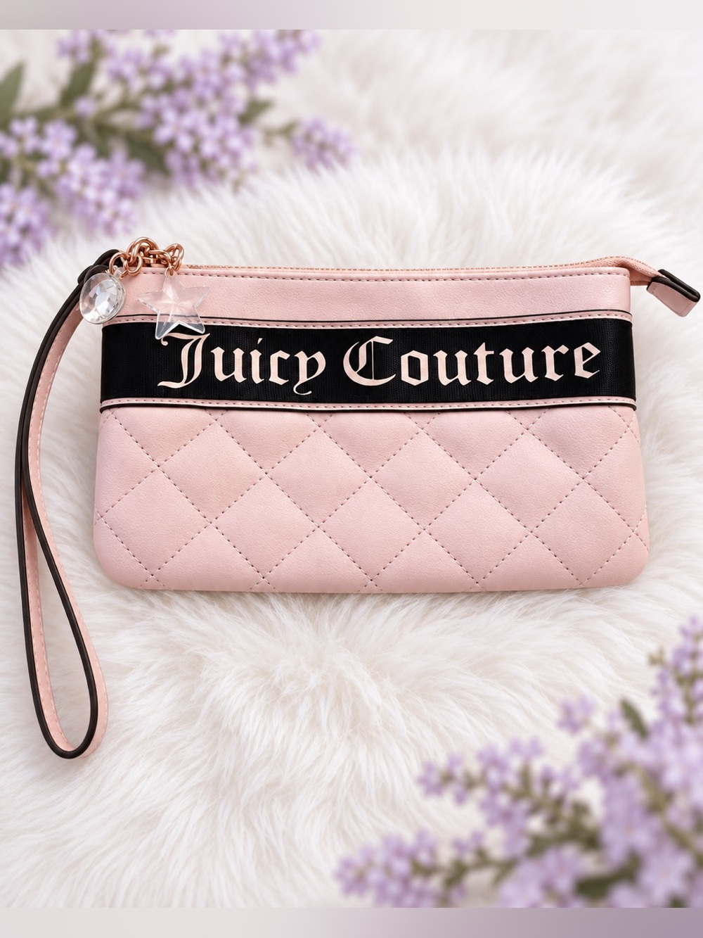 Juicy Couture Pink Quilted Wristlet Clutch NWOT